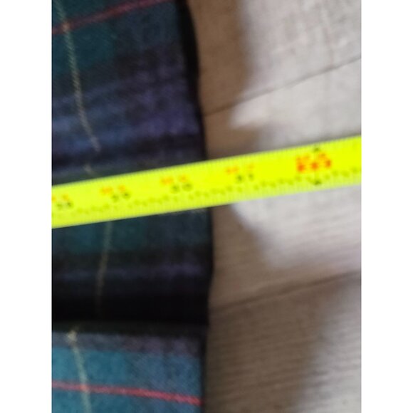Vintage JG Hook Green & Navy Tartan Plaid Wool Pleated Skirt Petite 6 - Picture 6 of 7